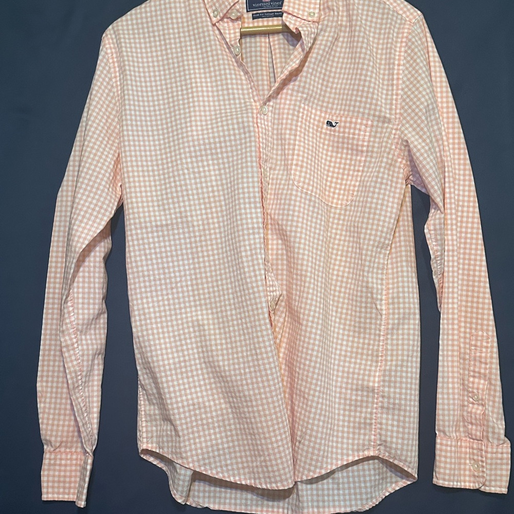 Vineyard Vines Slim Fit Tucker Button Down Shirt Mens Medium Orange Long Sleeve